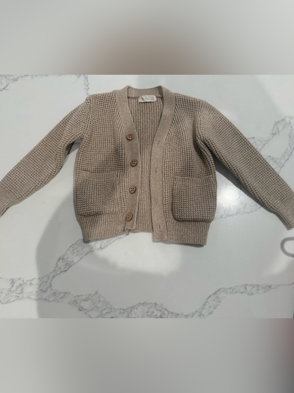 Rylee + Cru Taupe Waffle-Knit Button Cardigan From Pet Friendle Home